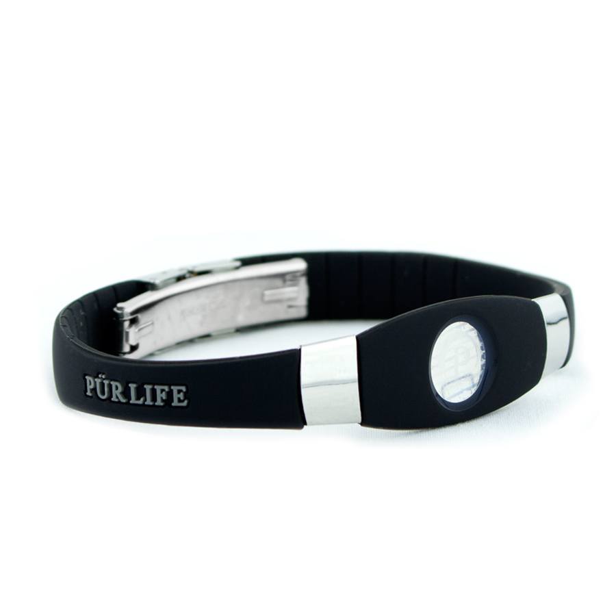 Purlife - Negative ion Wrist Band Sports Bracelets - Elite Black Silver