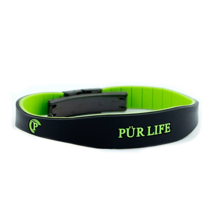 Sport Black & Green Steel Negative Ion Bracelet By Pürlife