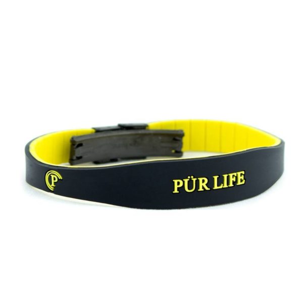 Purlife - Negative ion Wrist Band Sports Bracelets - Sport Black Yellow