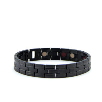 Auténtica Pulsera de iones negativos PUR vida elegante Cepillado Acero Inoxidable Negro purlife