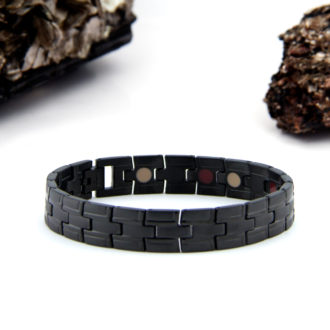 Auténtica Pulsera de iones negativos PUR vida elegante Cepillado Acero Inoxidable Negro purlife