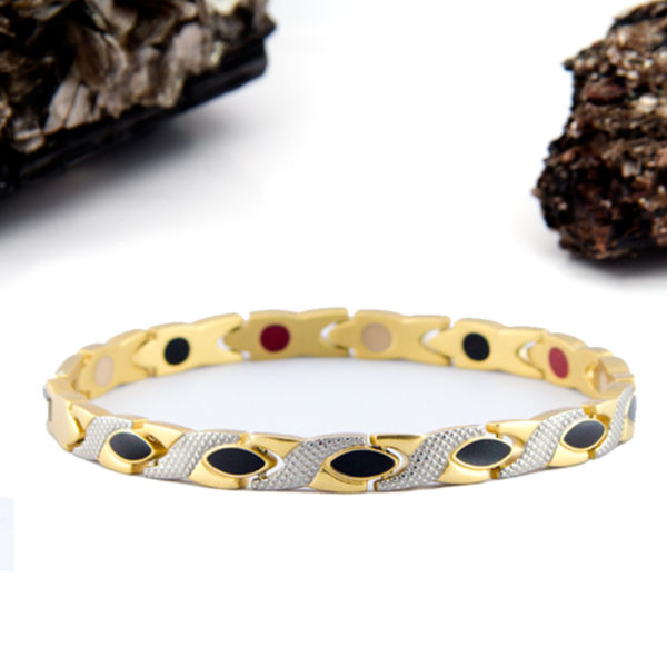 Fisheye Black Gold Titanium Negative ion Bracelet By Pürlife - 041898921404-1
