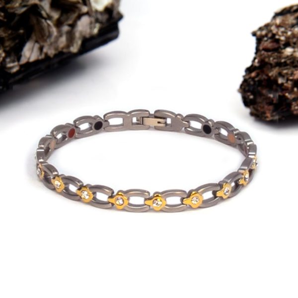 Titanium 1428 - Gold Stainless Steel Clear Crystal
