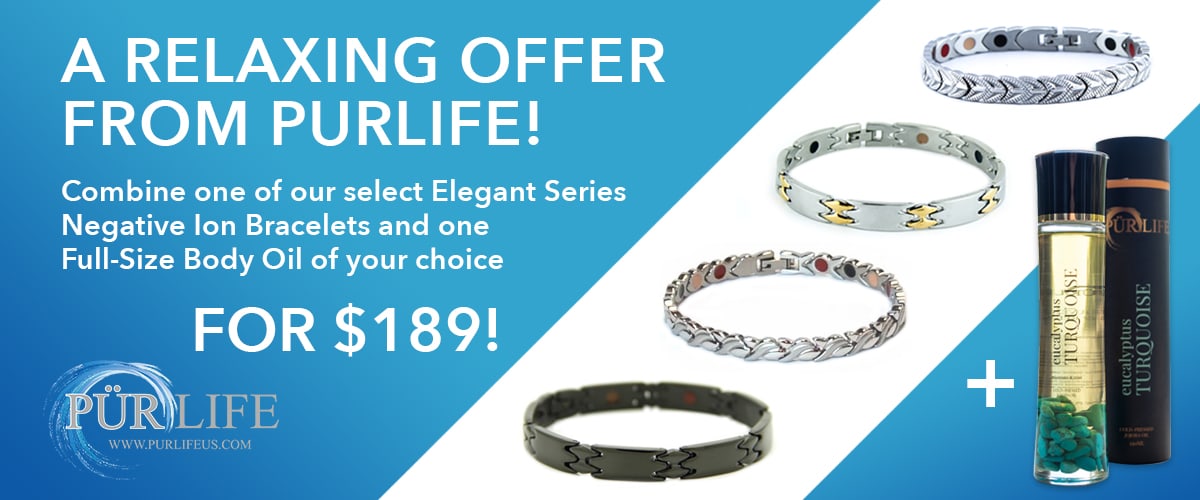Purlife Bundle Sale Combine Any Full-Size Body Oil With Select Elegant Series Negative Ion Bracelets